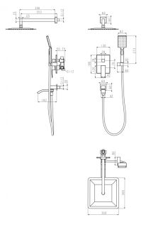 Душевая система скрытого монтажа Grocenberg GB5007BG Графит