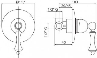 Встраиваемый однорычажный смеситель для душа, белый глянцевый Cezares MARGOT-DIM-BLC