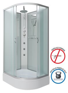 Душевая кабина Niagara NG-33084-14LBKTG с гидромассажем 100x80см серебро/матовое