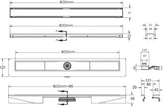 Душевой лоток Berges Wasserhaus B1 Keramik 090117 60 Матовый хром
