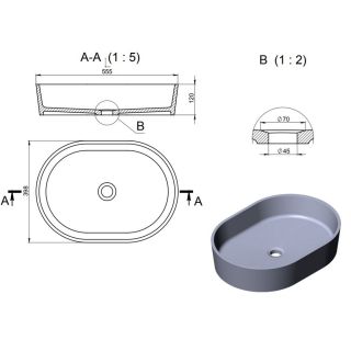 Раковина Holbi Ariel 55см бетон 2.02.011.44.4