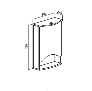 Зеркальный шкаф Runo правый Фортуна 50 (00000001027)
