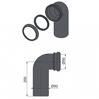 Колено стока AlcaPlast комплект 90/90 M908