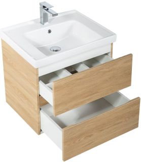 Подвесная тумба под раковину Art&Max Techno 60см дуб мадейра янтарь AM-Techno-600-2C-SO-LW674