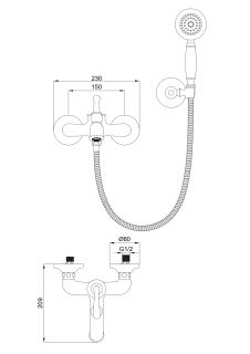 Смеситель для ванны с душем Wonzon & Woghand Steam WW-88639008-BG брашированное золото