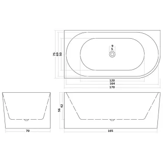 Ванна акриловая Ceruttispa Ami L CT10090 170x75 см белый