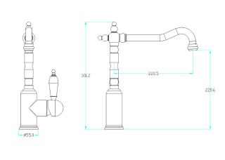 Смеситель для раковины Boheme TRADIZIONALE ORO черная керамика_Комплект хром