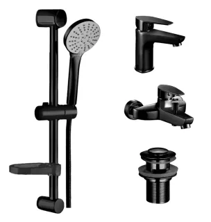 Набор смесителей Boch Mann IDA B BM10430 для раковины для ванны и штанга чёрный