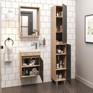 Подвесная тумба под раковину Onika Милтон 104511 45см серый/дуб сонома