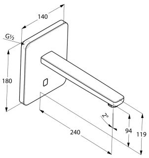 Встраиваемый электронный смеситель для раковины Kludi Zenta хром 3840205
