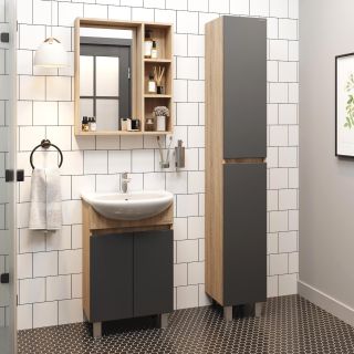 Напольная тумба под раковину Onika Милтон 105560 55см серый/дуб сонома