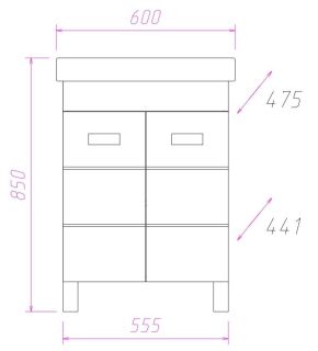 Напольная тумба под раковину Onika Балтика-Квадро 106035 60см белый
