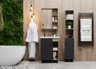 Напольная тумба под раковину Onika Тимбер 106116 60см серый матовый/дуб сонома