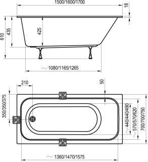 Акриловая ванна Ravak CHROME SLIM 160х70 C731300000