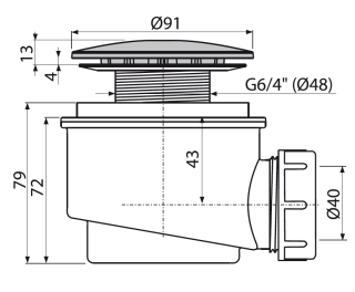 Сифон для душевого поддона AlcaPlast хромированный A47CR-60