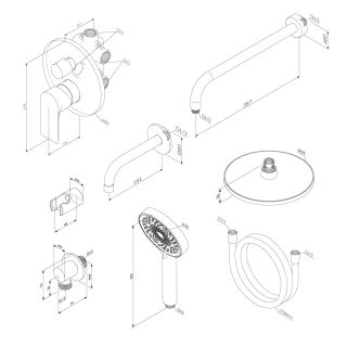 Встраиваемая душевая система Damixa Apollo 947510300 черный