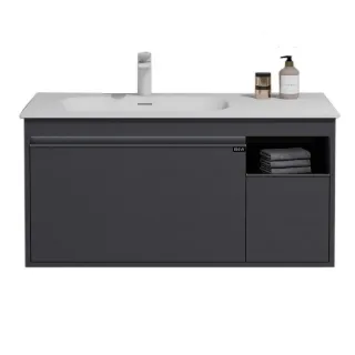 Тумба с раковиной Black&White Universe 9101000 100 см серый матовый