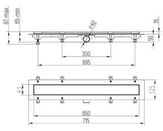 Душевой лоток Paini Line CH650LC 65см чёрный матовый