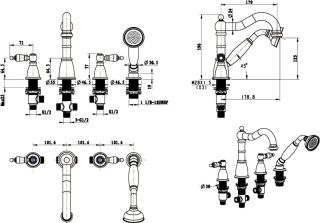 Смеситель на борт ванны Boheme Camelia бронза 395-Camelia