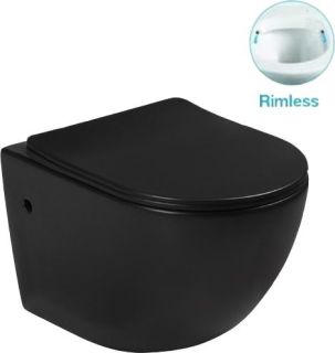 Унитаз подвесной SantiLine SL-5018MB безободковый чёрный матовый