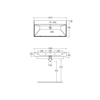 Раковина Kludi Resa 59WW10139 100 см чёрный матовый