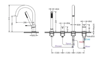 Смеситель на борт ванны Timo Saona 2320/19Y розовое золото