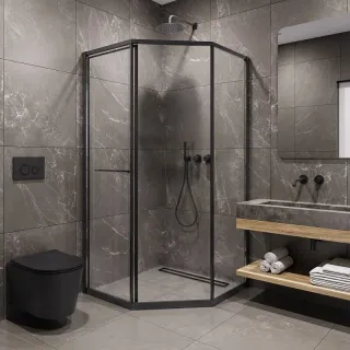 Душевой уголок Timo T35L 100x100 см левый чёрный