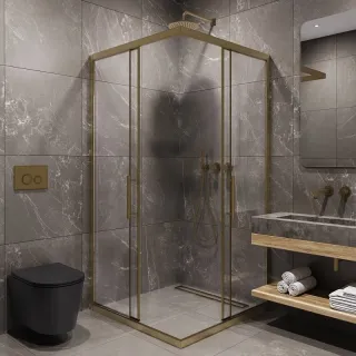 Душевой уголок Timo T38 90x90 см золото матовое