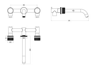 Встраиваемый смеситель для раковины Boheme Stick Diamond 152-2-G золото