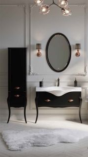 Напольная тумба под раковину Clarberg Borgia BOR0111BLK 115см чёрный/патина медь