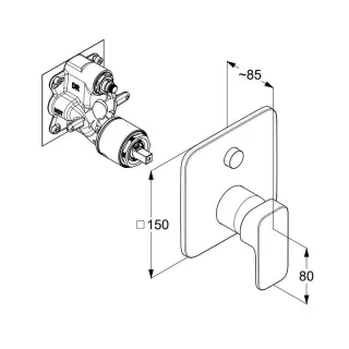 Смеситель для ванны Kludi Renon 42759N275 сталь оружейная брашированная