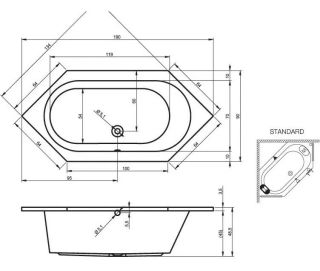 Акриловая ванна Riho Kansas B035001005 190х90см белый