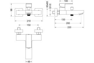 Смеситель для ванны Aquatek Либра  AQ1640CR хром