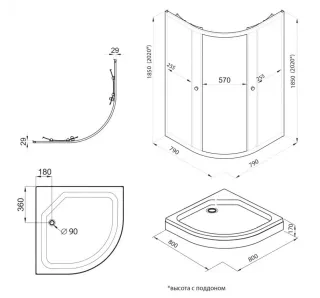 Душевой уголок Triton Альфа Щ0000049614 80x80 см профиль хром стекло прозрачное