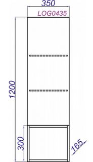 Пенал подвесной Clarberg Logic LOG0435 35x120см  белый