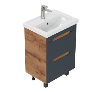 Тумба под раковину напольная Onika Айленд 106164 60 см графит/дуб крафт золотой