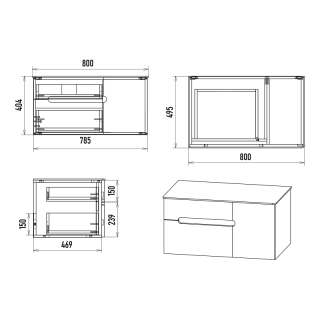 Подвесная тумба под раковину Misty Роял 80 см П-Роя-01080-011П2Я белый