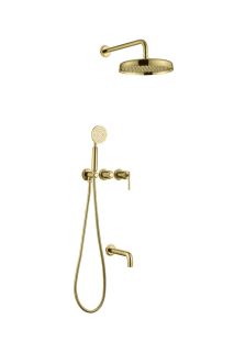 Смеситель встроенный Boheme + верхний + ручной душ + излив, ETERNA GOLD золото