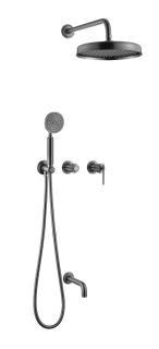 Смеситель встроенный Boheme + верхний + ручной душ + излив, ETERNA GUN METAL оружейная сталь