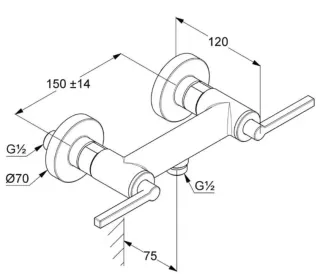 Смеситель для ванны с душем Kludi Nova Fonte Puristic 20540N515 брашированный никель