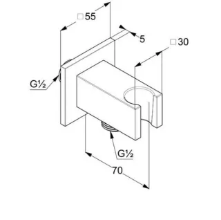 Шланговое подключение Kludi A-QA 6556905-00 с держателем лейки хром
