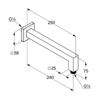 Кронштейн для верхнего душа Kludi A-QA 66543N1-00 25 см брашированная бронза
