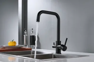 Смеситель для кухни Shevanik S228H с подключением фильтра чёрный