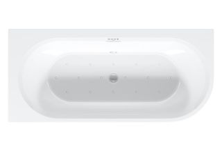 Акриловая ванна Riho Desire Corner Velvet Sparkle System LED Fall B087010220 R 184x84см с аэромассажем и подсветкой заполнение через перелив чёрный матовый/белый матовый