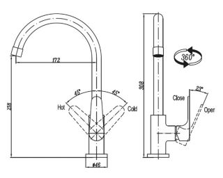 Смеситель для кухни, без донного клапана, хром/белый Cezares LACONICO-C-LL25-BLC
