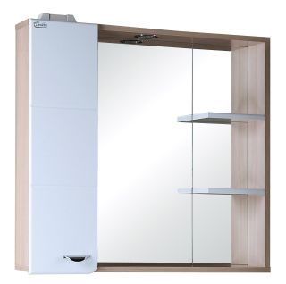 Шкаф-зеркало с подсветкой Onika Стиль 207519 левый 75см белый/ясень шимо