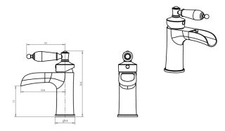 Смеситель для раковины Boheme Vogue золото Murano, белое_Комплект золото
