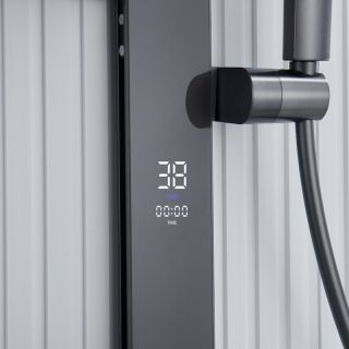 Душевая стойка Black&White Gravity 9005NGM с термостатом оружейная сталь