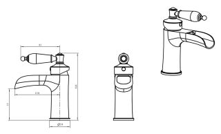 Смеситель для раковины Boheme Vogue хром Murano, бирюзовое_Комплект хром