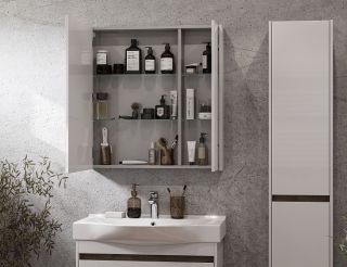 Зеркальный шкаф Акватон Нортон 80см белый 1A249202NT010